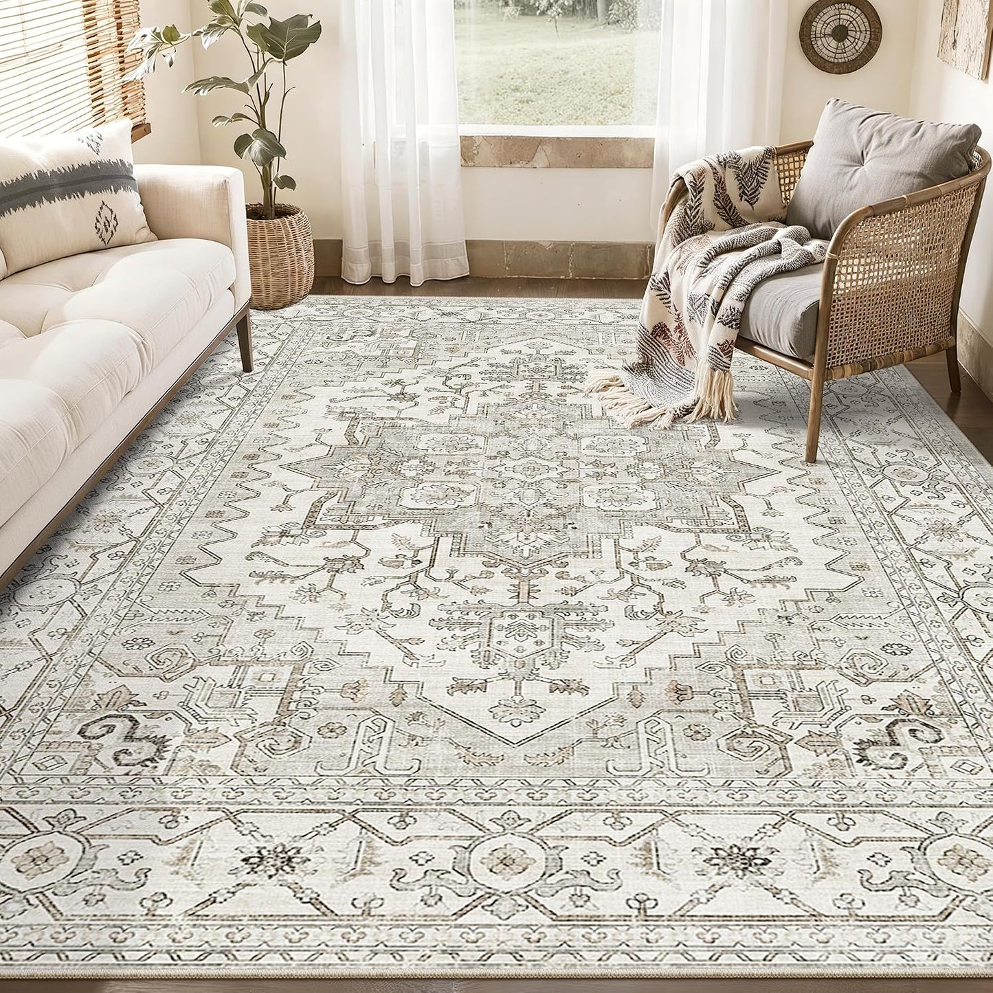 Alfombra lavable 5x7" antiderrap sala vintage