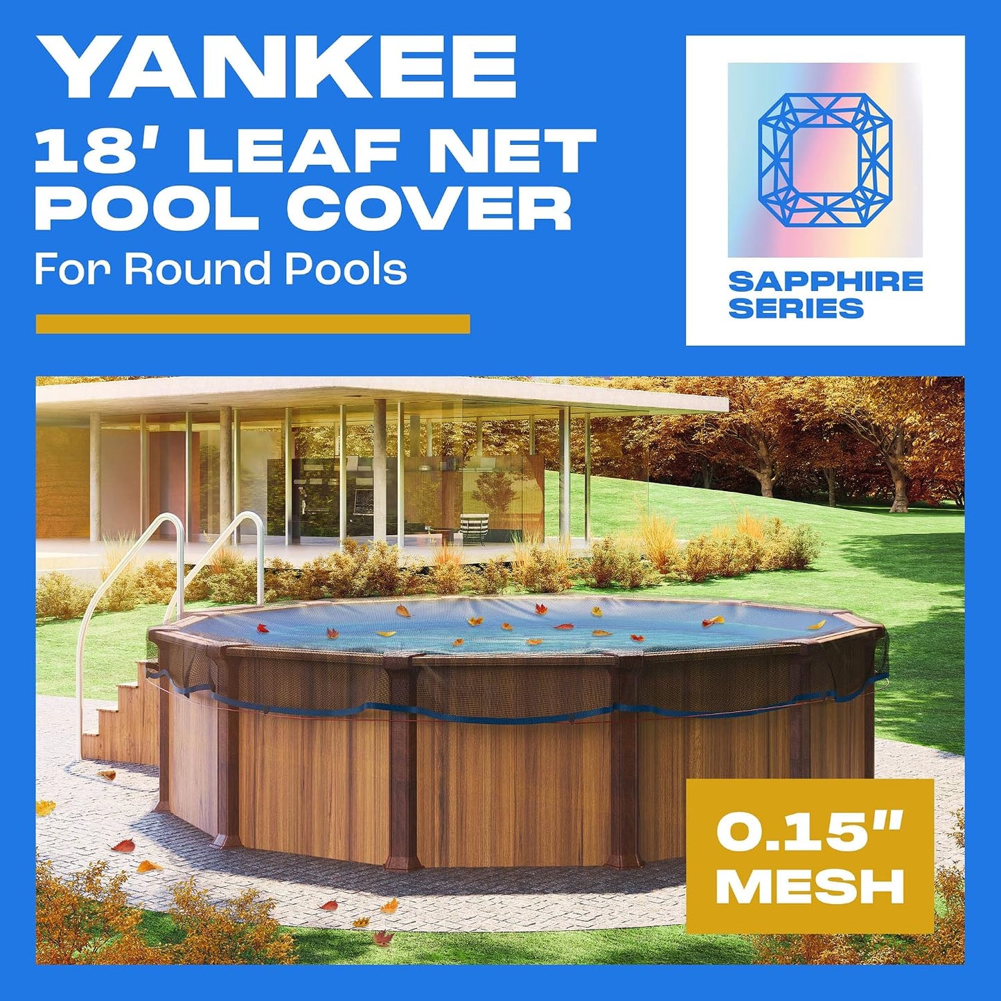 Cubierta red piscina redonda 18" resistente 0.15"