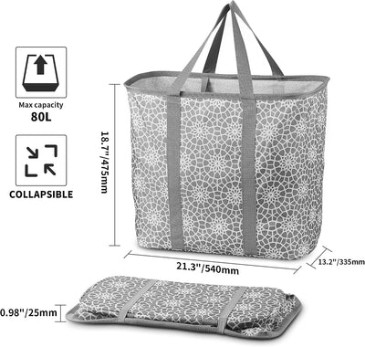 Cesta flexible para ropa sucia 80L plegable gris