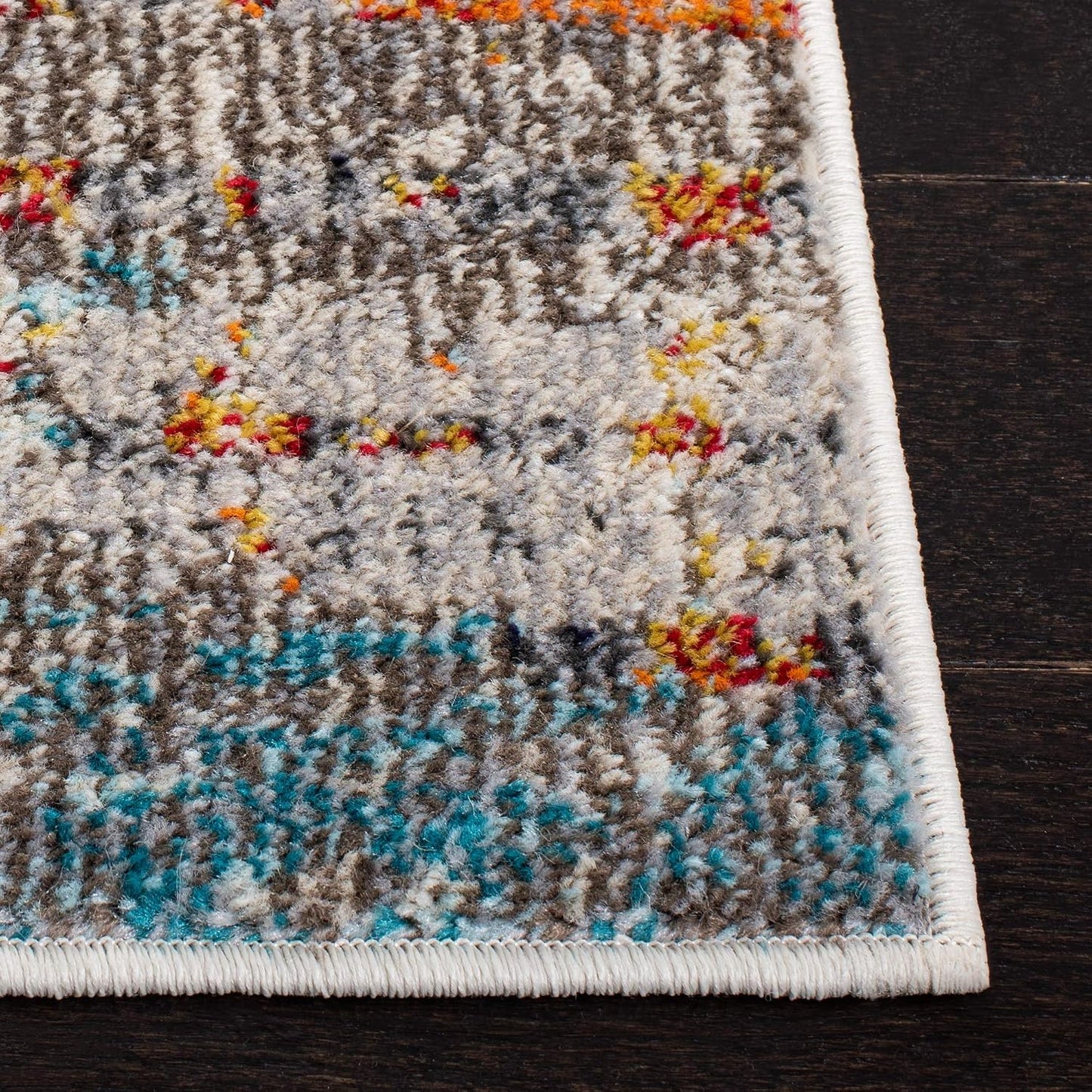 Alfombra decorativa 3x5ft gris turquesa diseño bohemio