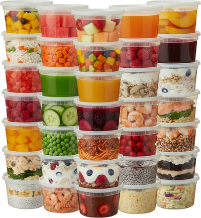 Recipientes plástico 16oz sin BPA apilables microondas 50 pzas