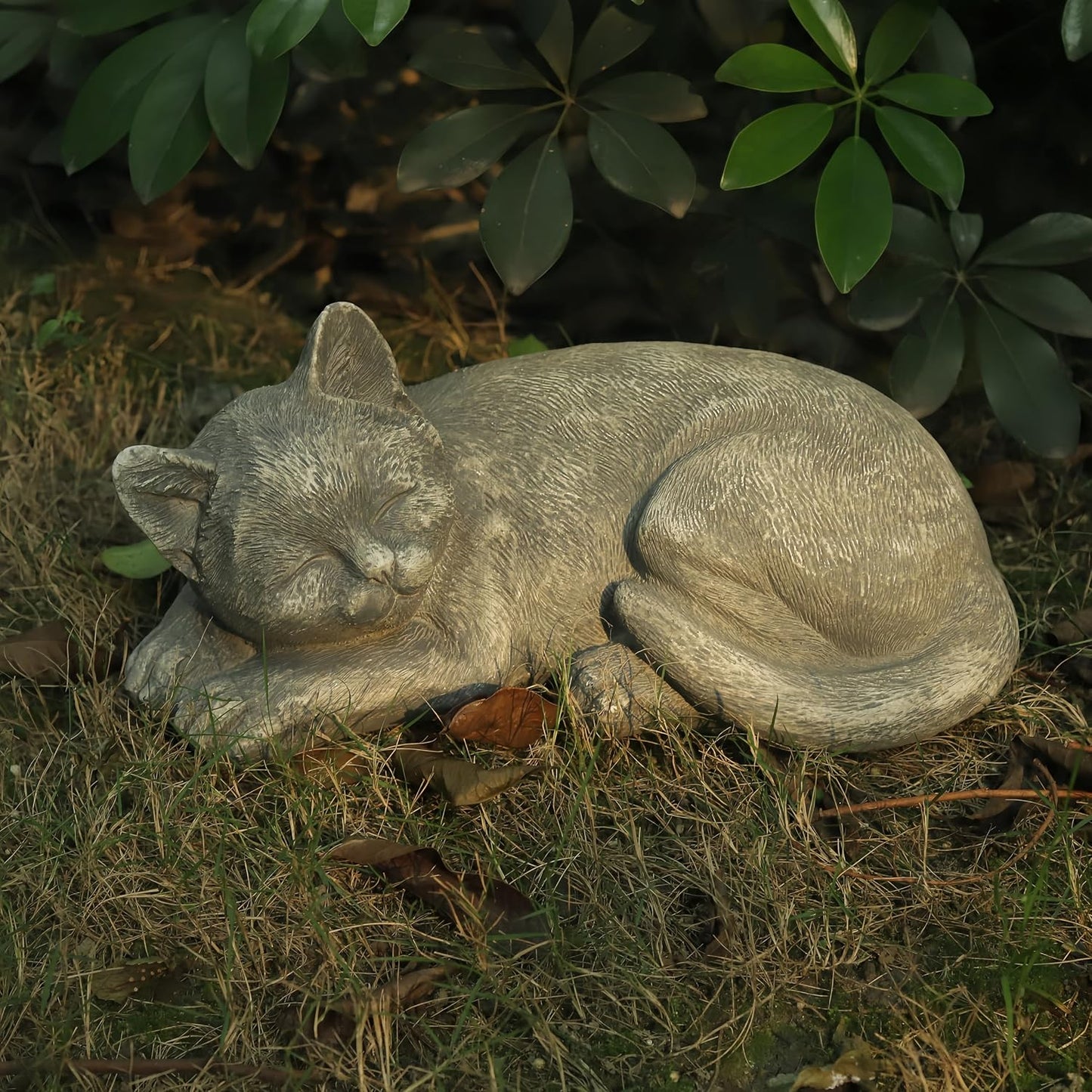 Estatuas gato durmiendo decoración jardín patio