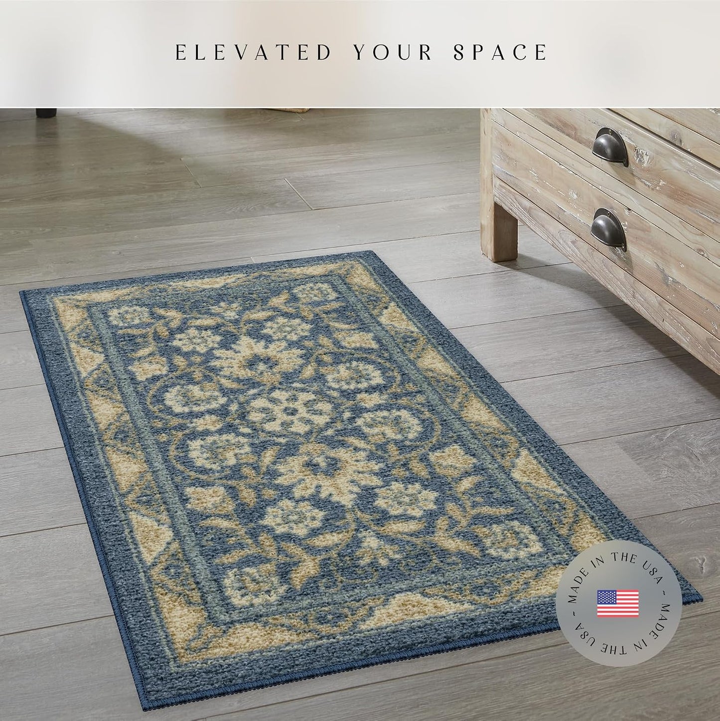 Alfombra cocina antideslizante lavable 1.8x2.10ft color azul