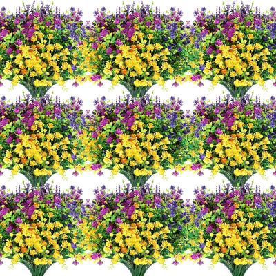 48 Pzas Flores Plástico Exteriores para Jardín y Porche