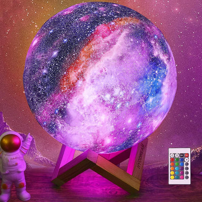 Lámpara luna 7.9pulg luz estrellada 16 colores control táctil