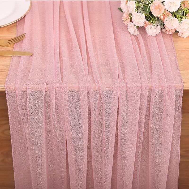 Camino mesa gasa rosa polvorienta 30x120pulg decoración bohemio