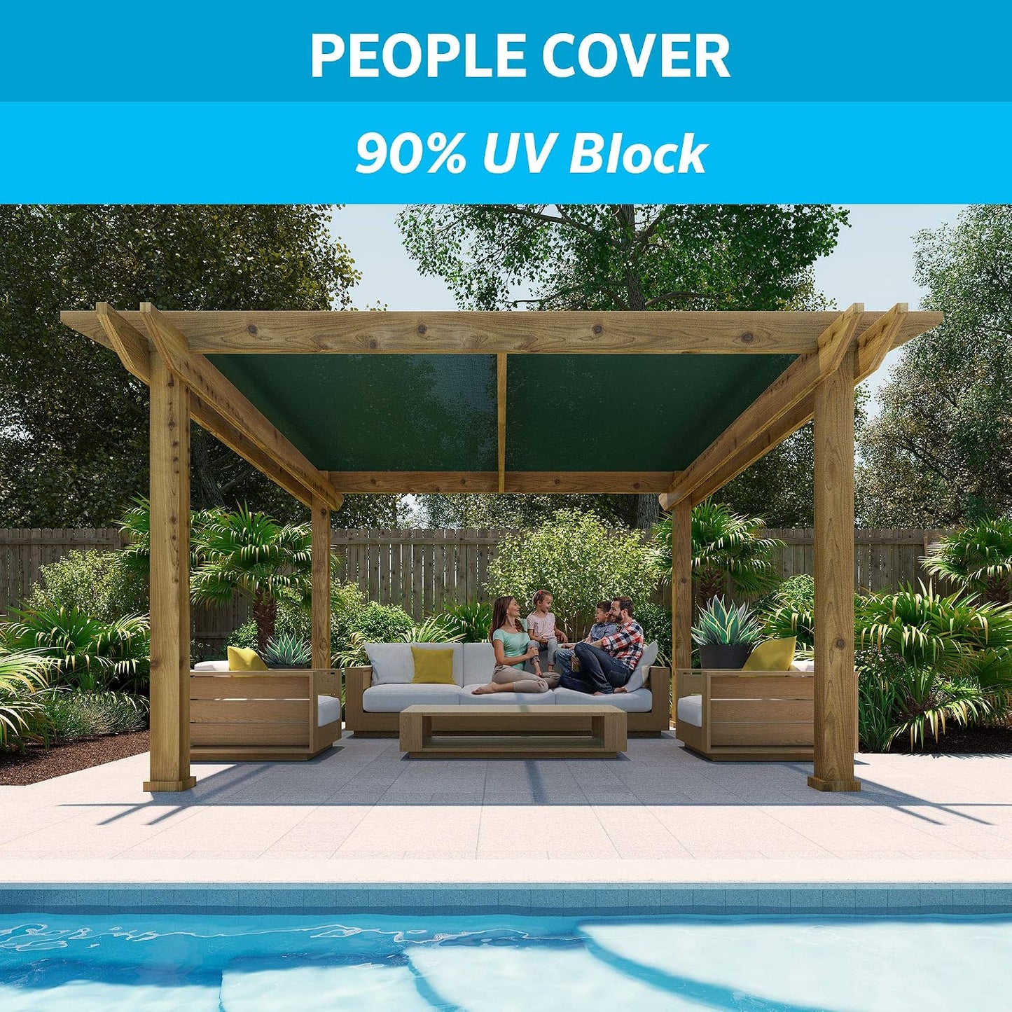 Tela protección solar 90% UV cubierta sombra transpirable