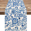 Camino mesa floral blanco azul vintage 13x72pulg