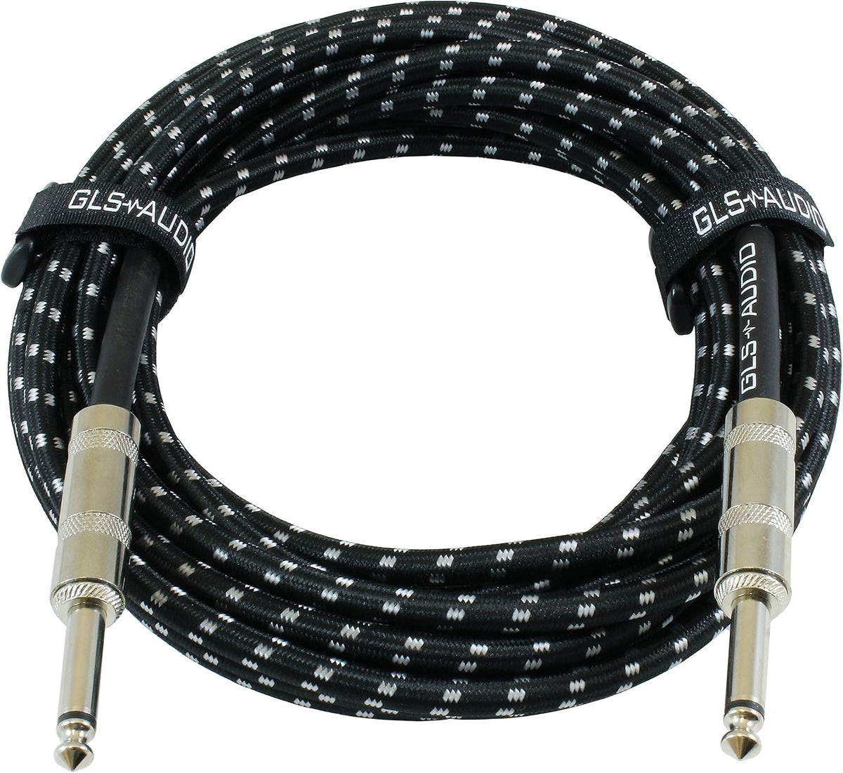 Cable audio TS 1/4pulg para guitarra y bajo trenzado 20ft negro gris