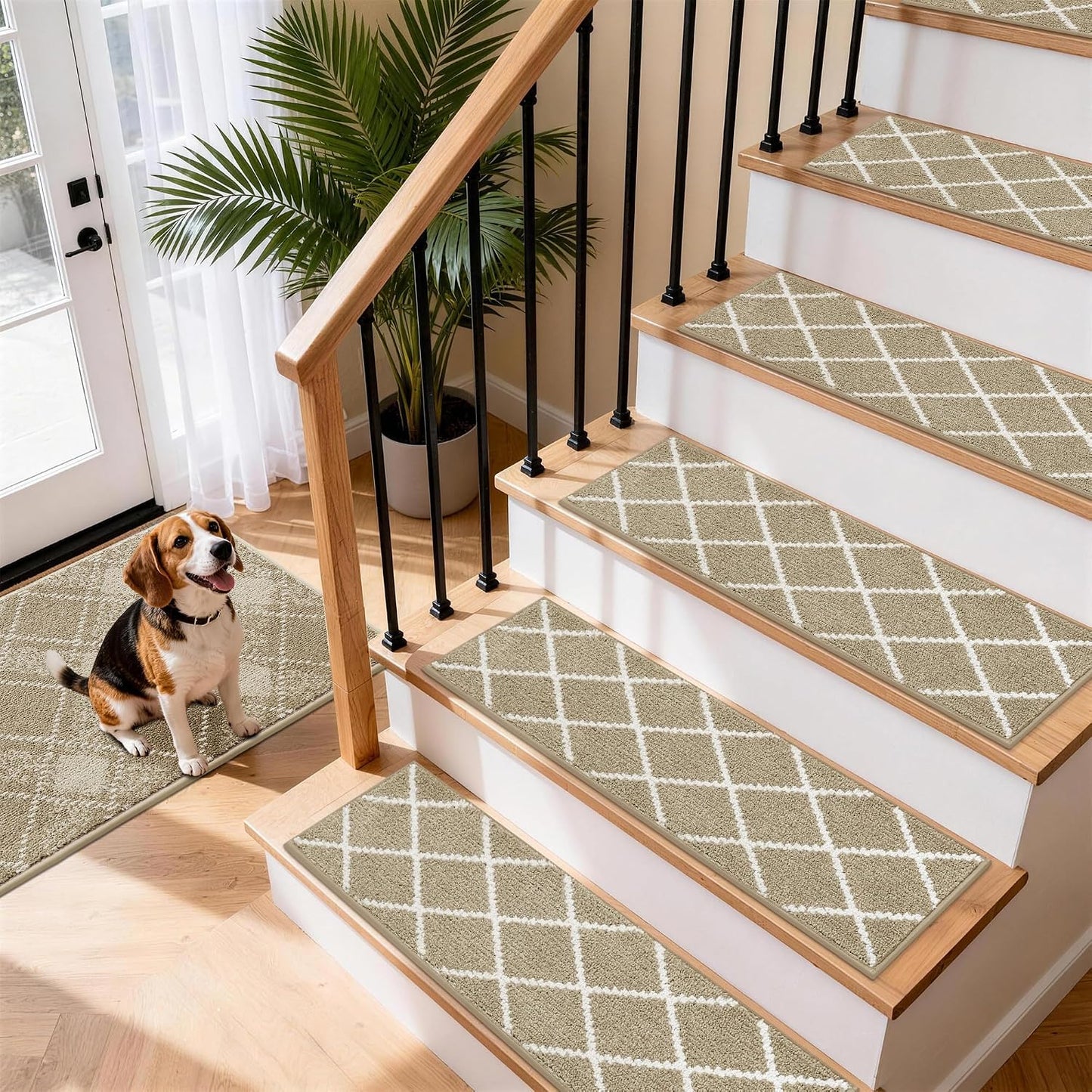Alfombra antiderrap peldaños niños y perros 15uds beige