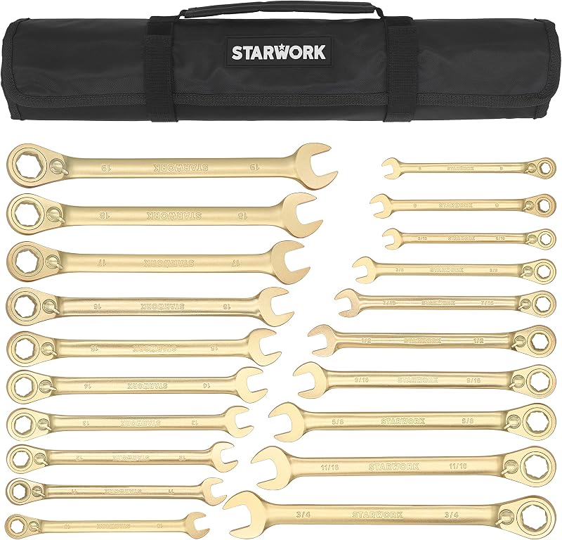 Set 20 Pzas Llaves Trinquete Reversible 5/16-3/4 8-19mm