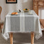 Mantel lino cuadrado 52x52pulg gris raya estilo granja