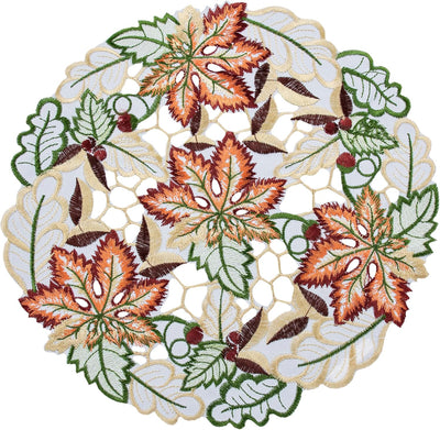 Mantel redondo hojas arce coloridas otoño 11pulg