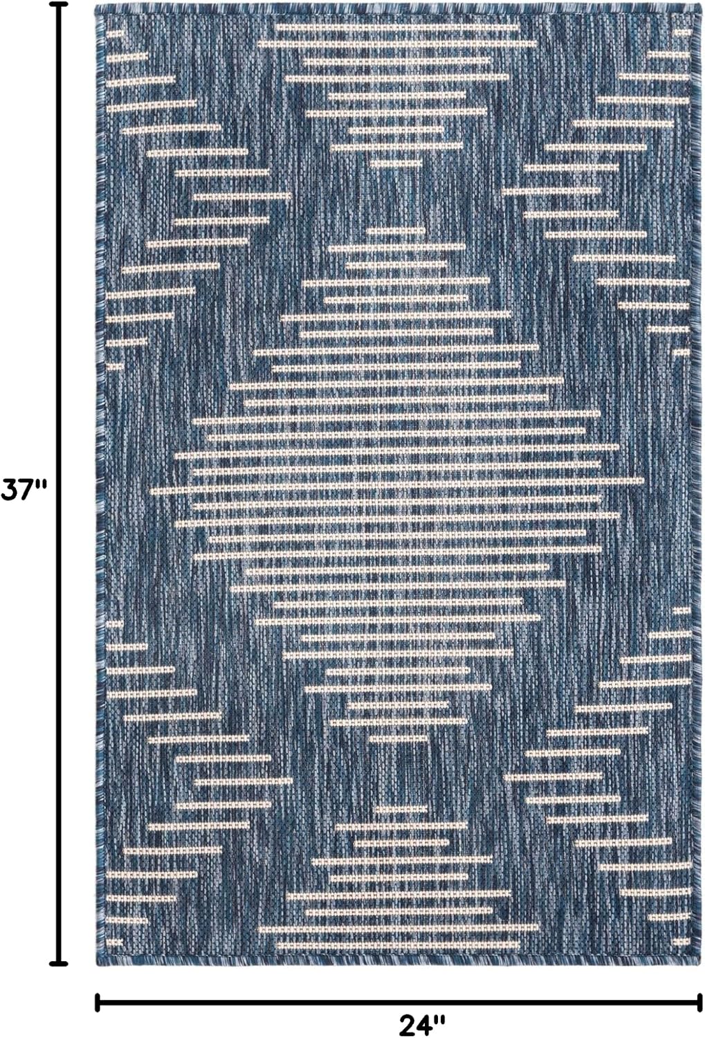 Alfombra rectangular 2x3ft 1pulg color azul y marfil