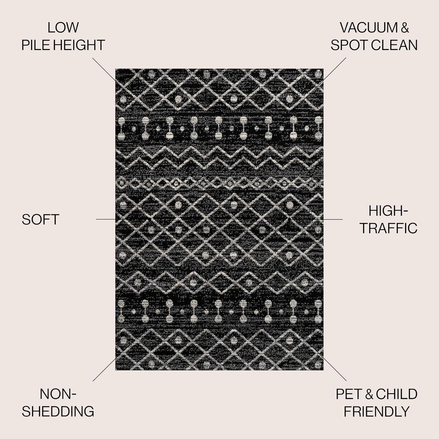 Alfombra Beni Souk 5x8ft para interiores sala dormitorio