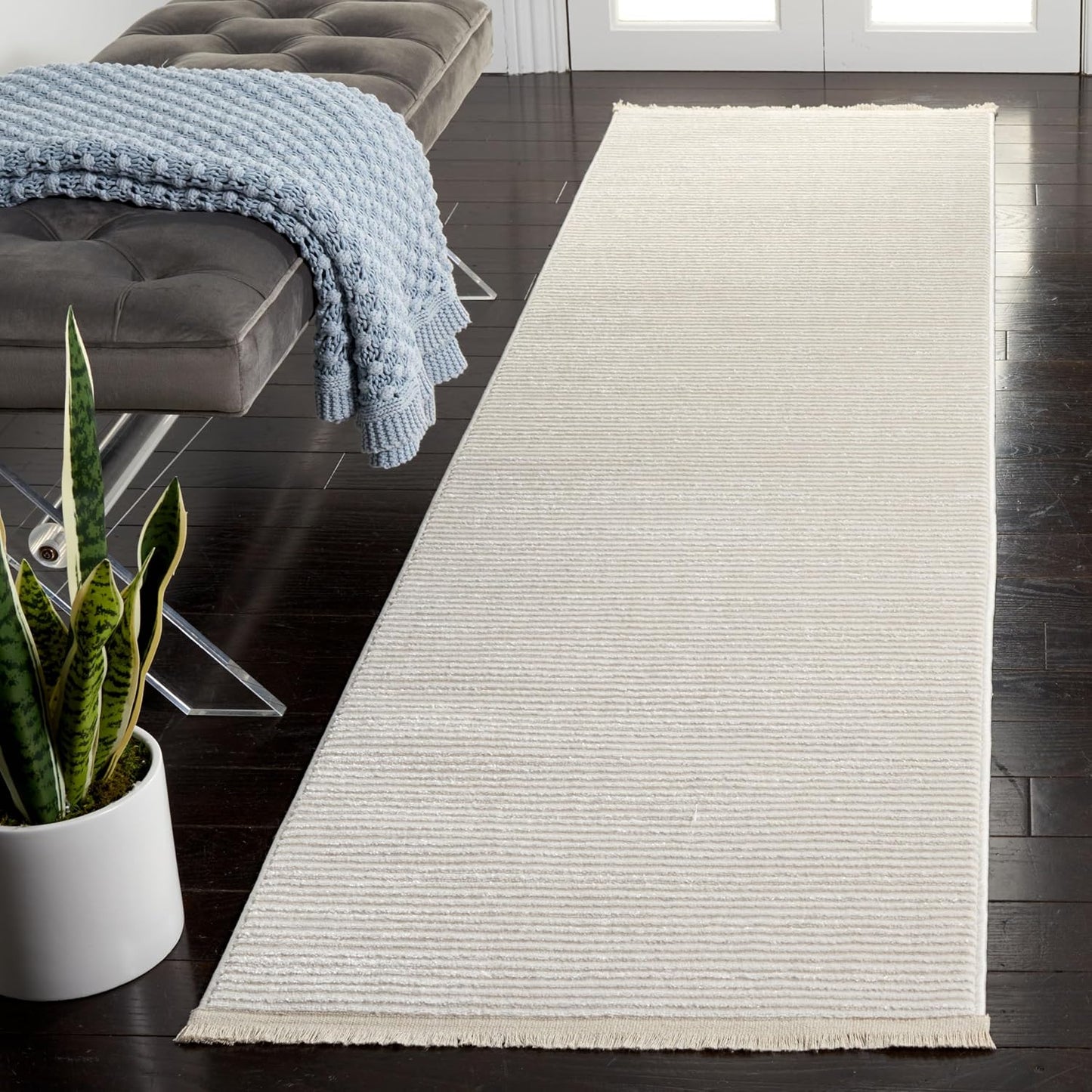 Alfombra pasillo 8ft color marfil diseño moderno