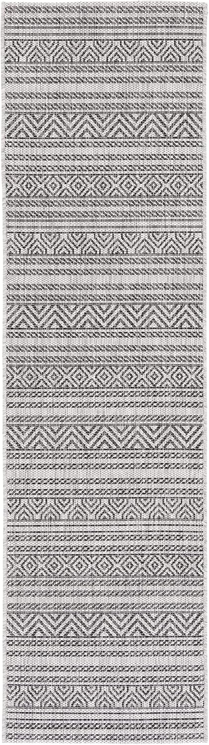 Alfombra decorativa impermeable 2.3x6.7ft negro y gris