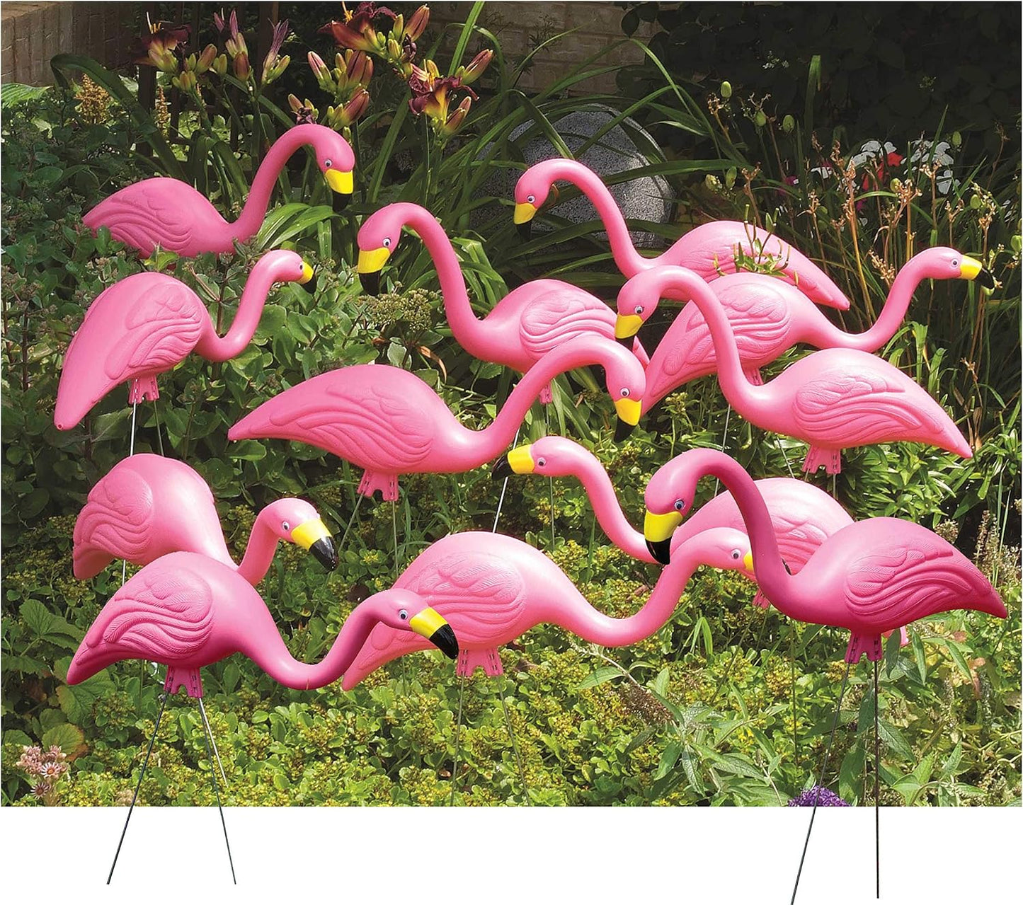Estatua jardín flamenco rosa 25pulg set 12