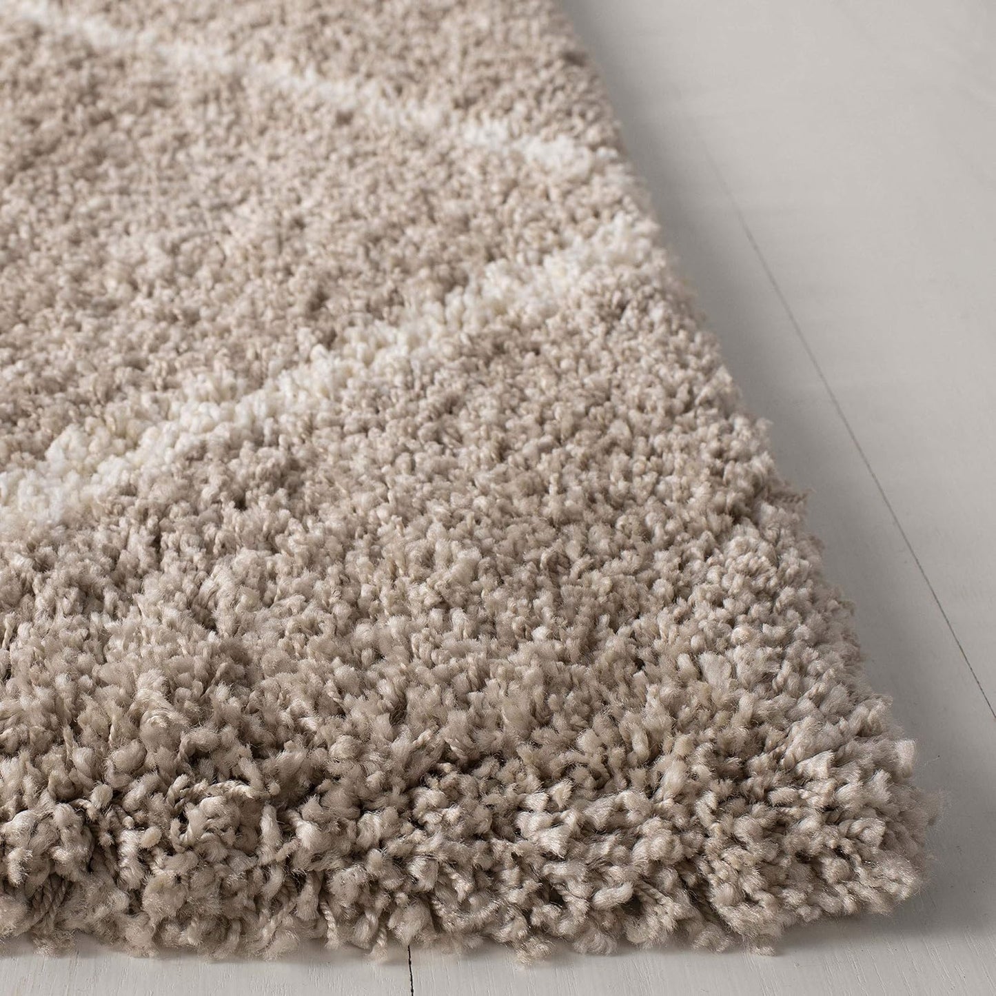 Alfombra decorativa 2x3ft beige y marfil diseño enrejado 2pulg