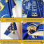 Cartel feliz cumpleaños dorado azul 72x44pulg decoración fiesta