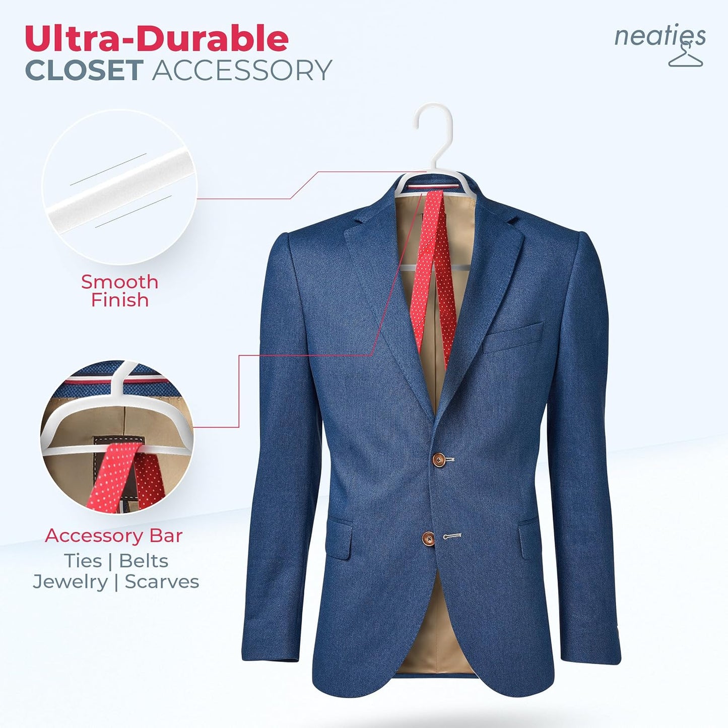 6 Perchas Plástico 10lb para Ropa Grande con Muescas