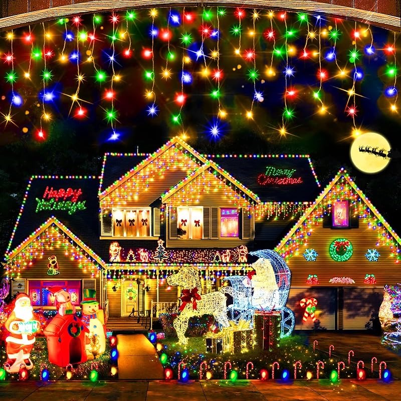 Cortina luces Navidad 800 LED 65.6pies 8 modos multicolor