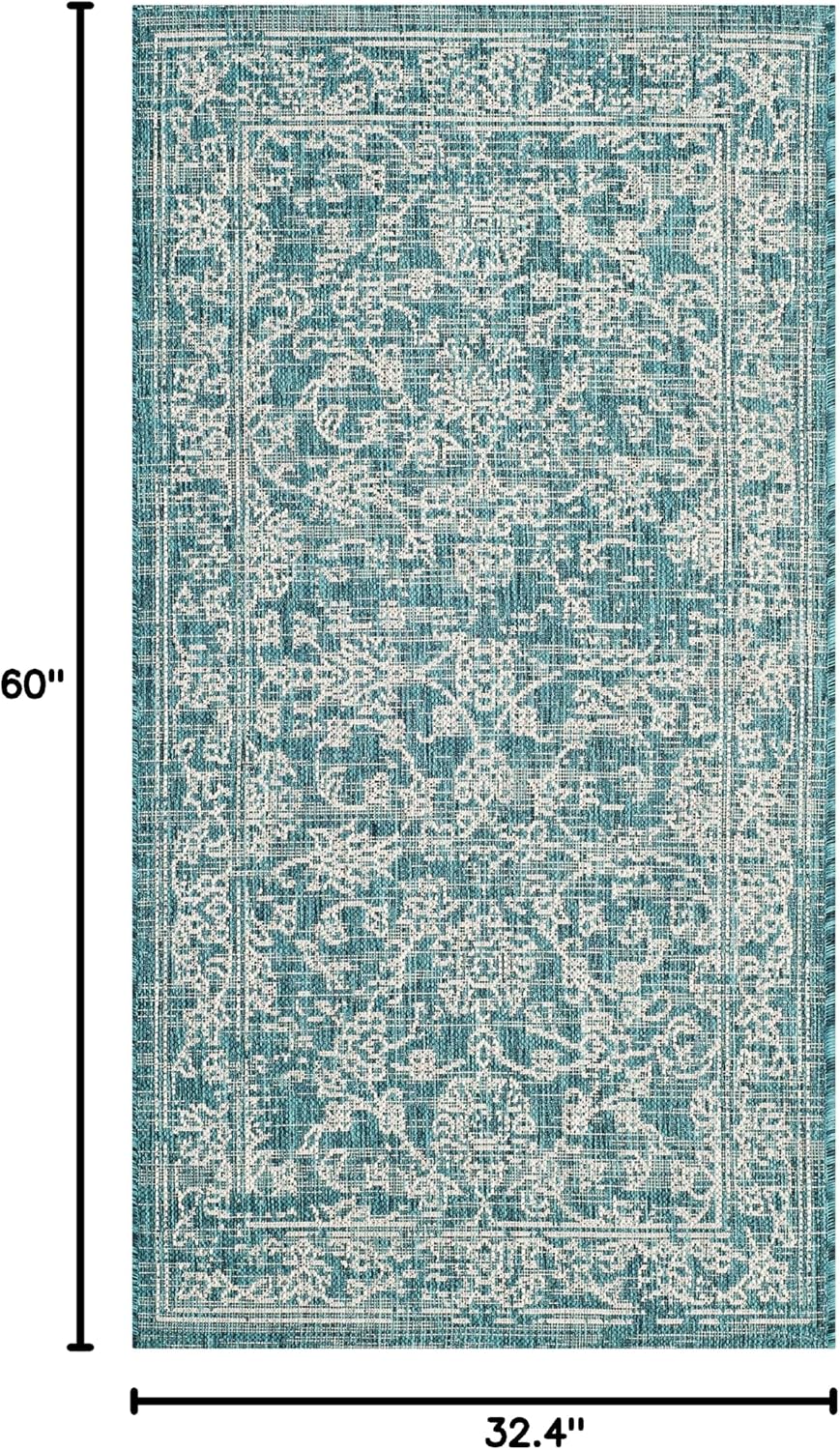 Alfombra exterior lavable Courtyard 2.7x5pies Turquesa