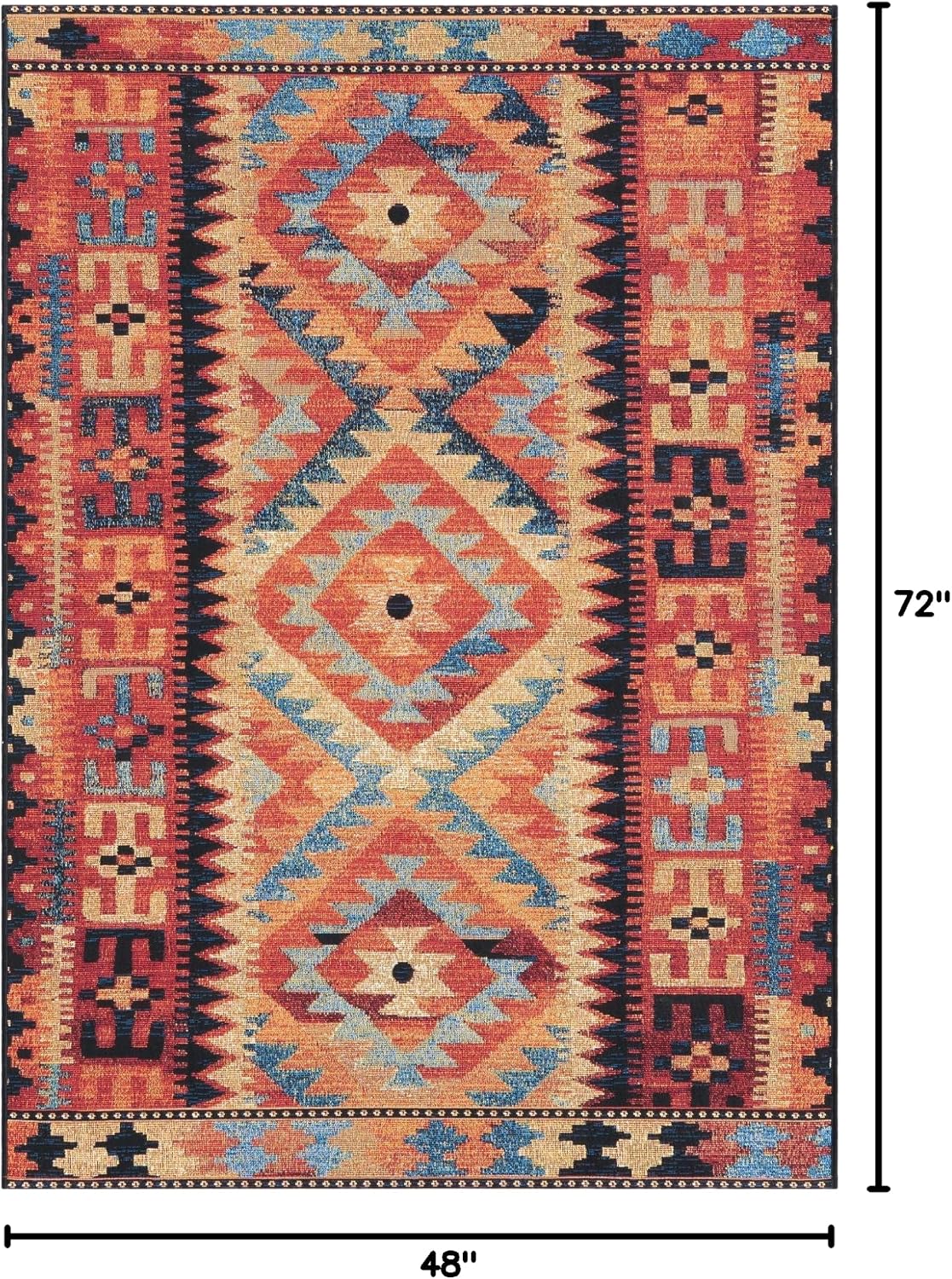 Alfombra área Tortuguero 4x6ft rectangular multicolor azul