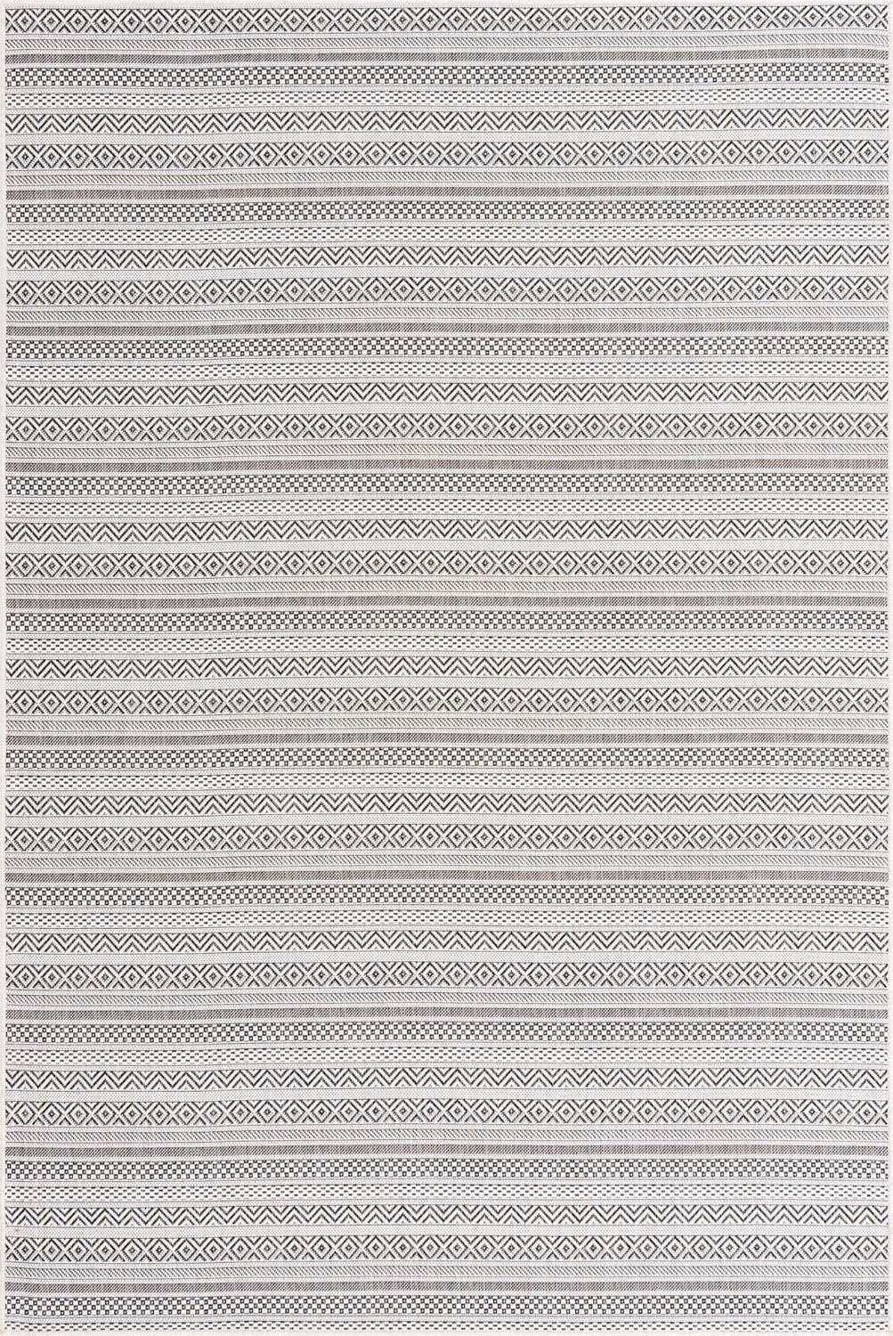 Alfombra exterior rayas Maia 6x9 Rectángulo Beige