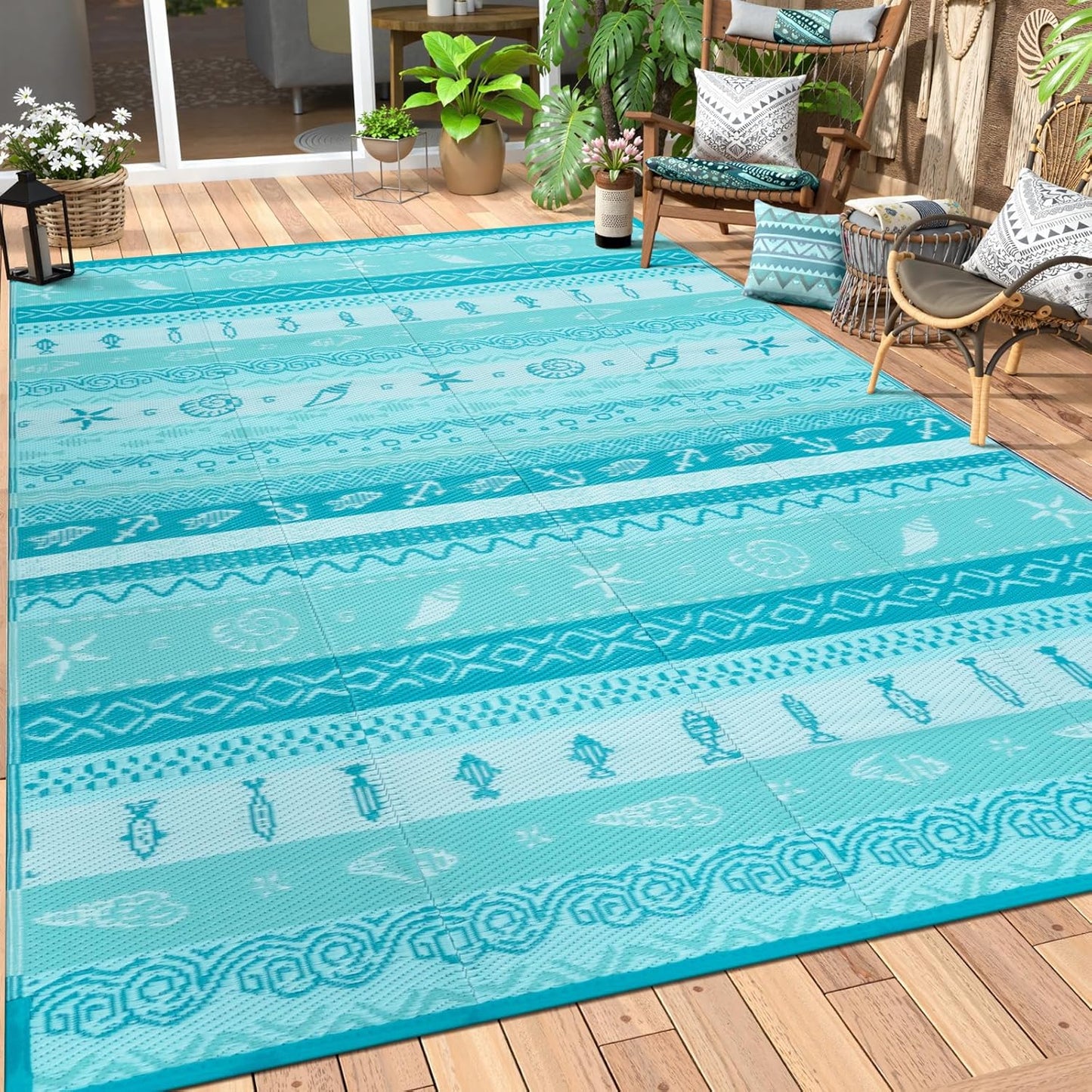 Alfombra exterior impermeable reversible 8x10ft