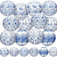 12 Pzas Faroles Chinos Azul Blanco 8pulg Colgantes Decoración
