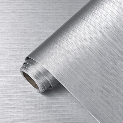 Papel tapiz metálico plateado autoadhesivo 15.7x118pulg