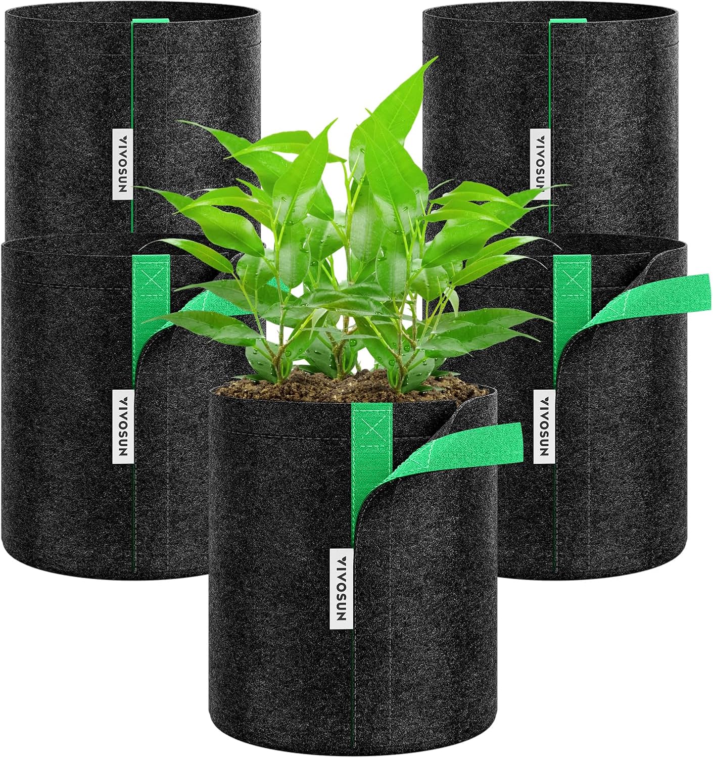 5 Pzas Bolsas Cultivo 1gal Tela Autoadhesiva