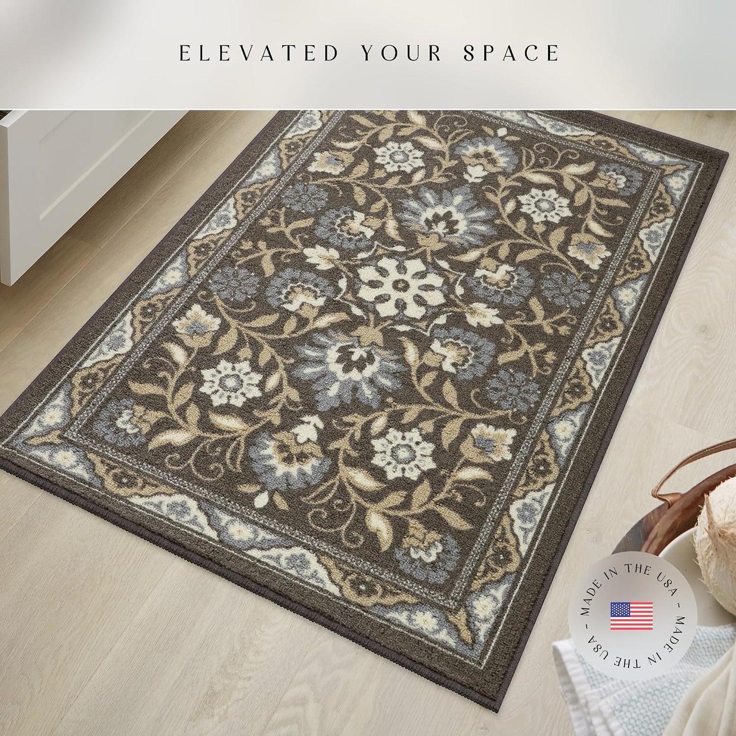 Alfombras antiderrap lavable pasillo cocina 2'6x3'10 marrón