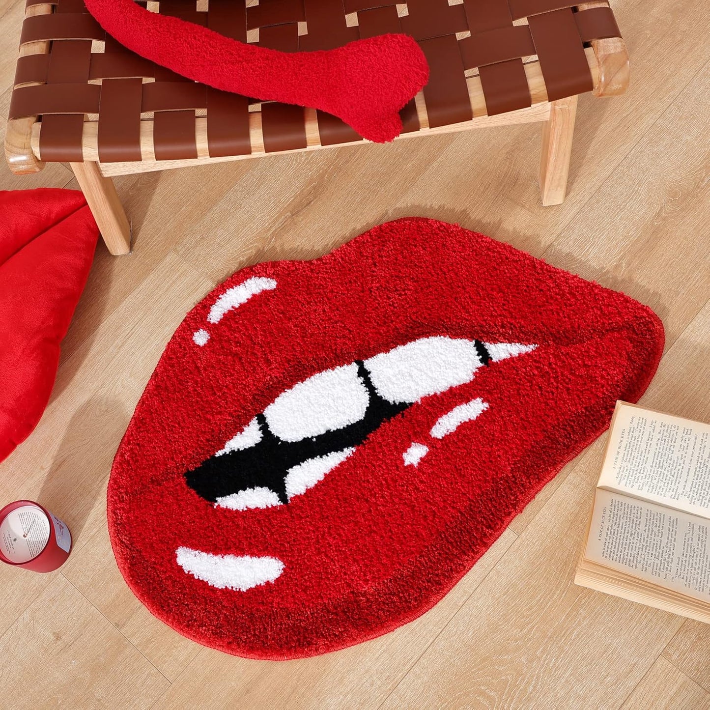 Alfombra baño forma labios antiderrap felpa