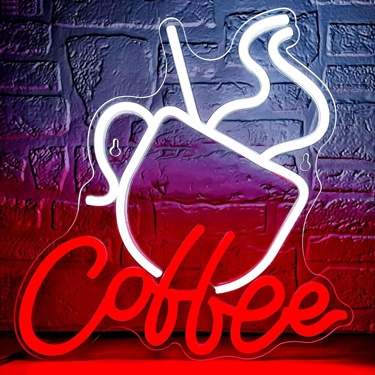 Letrero neón café LED para decoración pared 12x12.7pulg