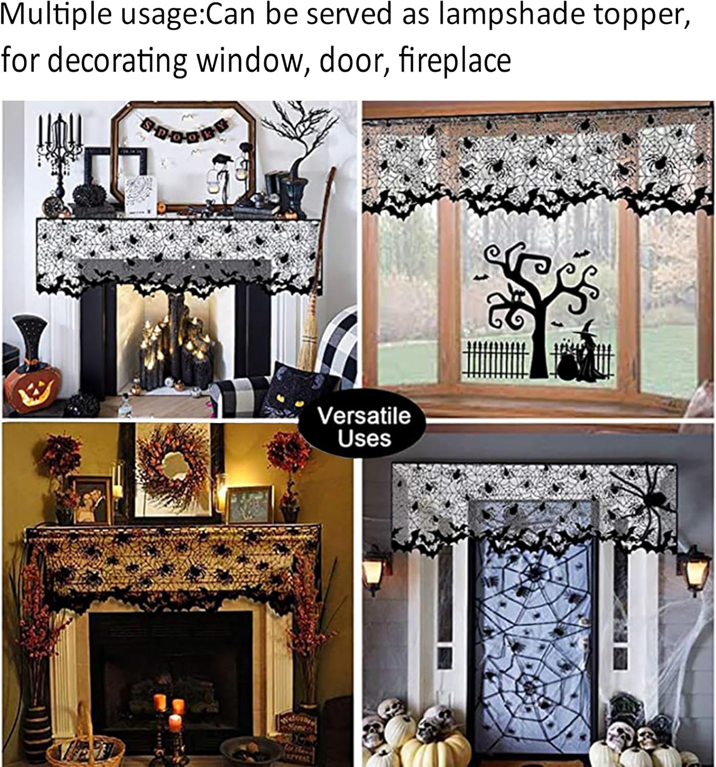 4 Pzas Lámpara Araña Halloween para Ventana Puerta