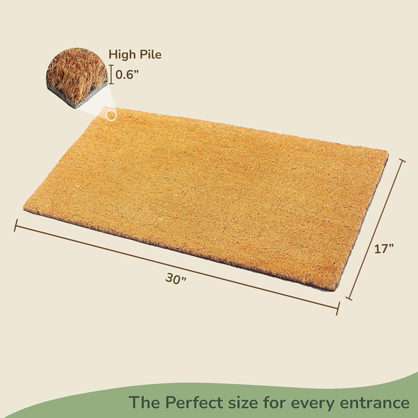 2 Tapetes Fibra Coco PVC Antiderrap Interior Exterior