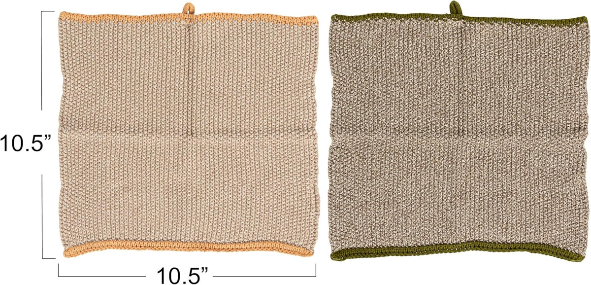 Set 2 Paños Plato Algodón Cuadrado Multicolor