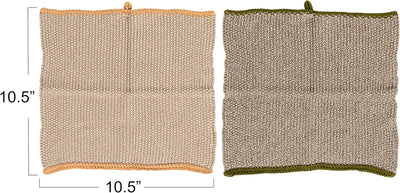Set 2 Paños Plato Algodón Cuadrado Multicolor