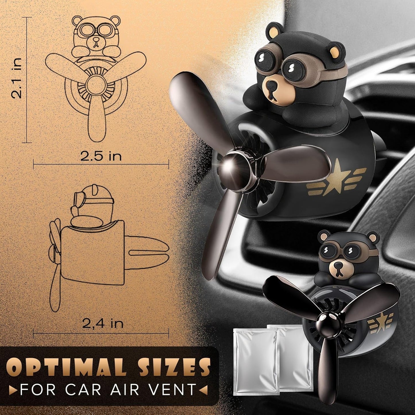 Clip ventilación coche Bear Pilot hélice 2.1x2.5pulg