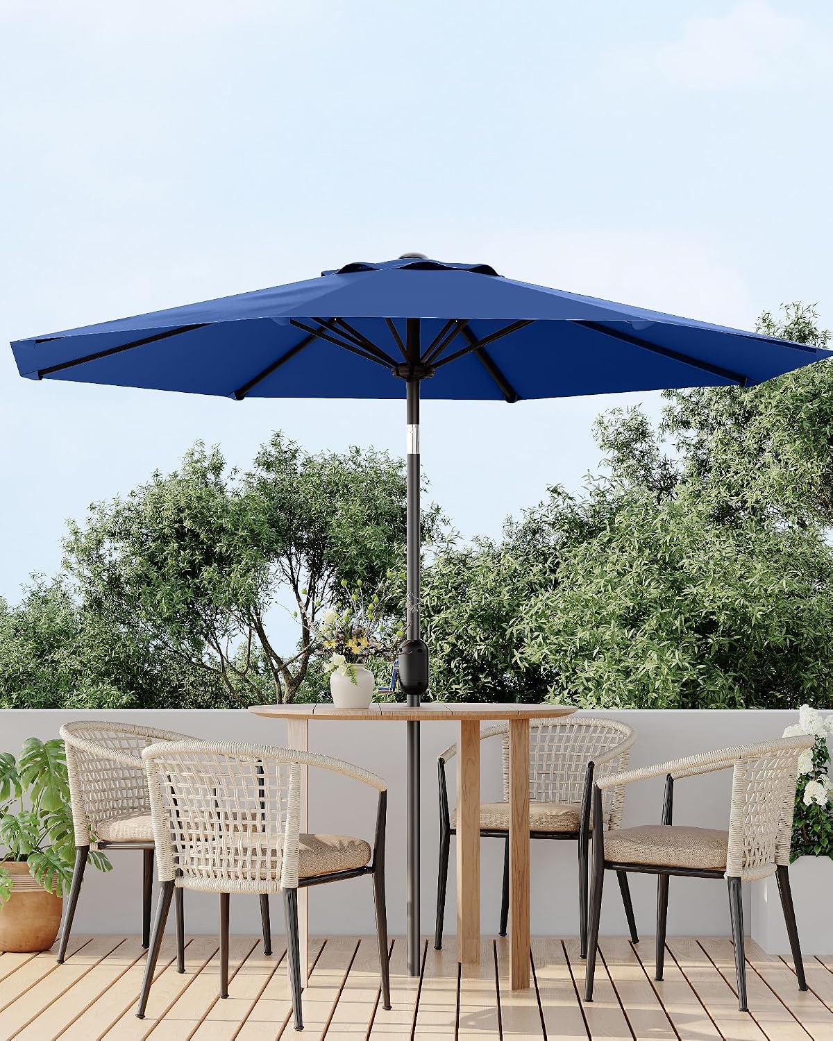Sombrilla patio con manivela 8 varillas resistentes UV