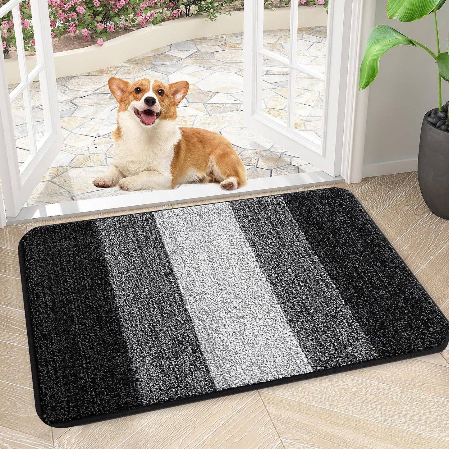 Tapete puerta 30x17" antiderrap absorbente negro