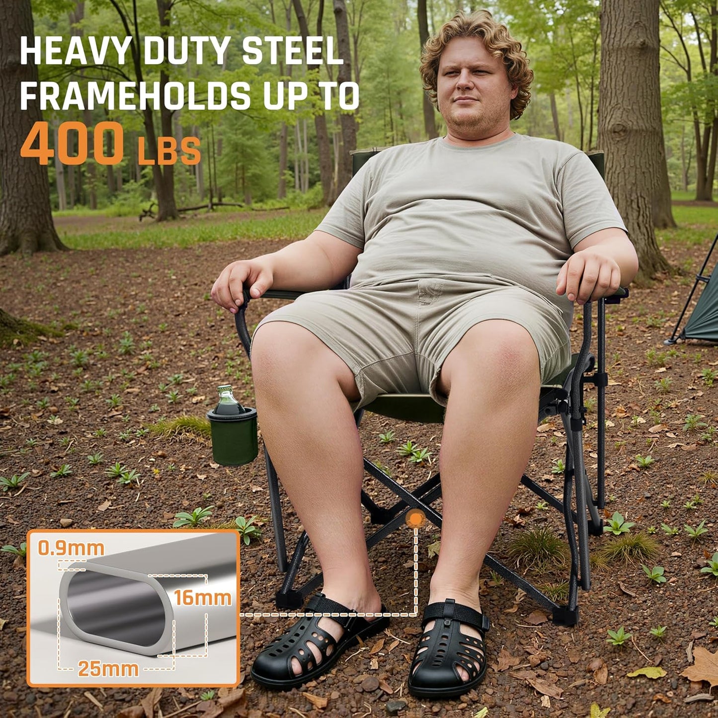 2 Sillas Campamento Plegables 400lb Marco Acero