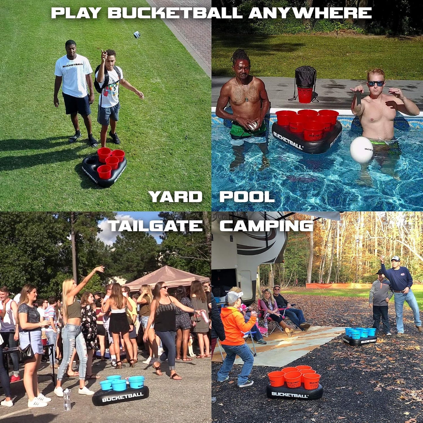 Set Yard Pong Pack Fiesta Negro/Rojo Al Aire Libre