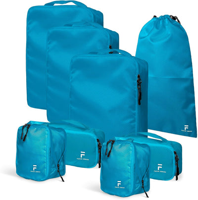 Set 8 Cubos Compresión Viaje Tamaños Bolsas Organizadoras Turquesa