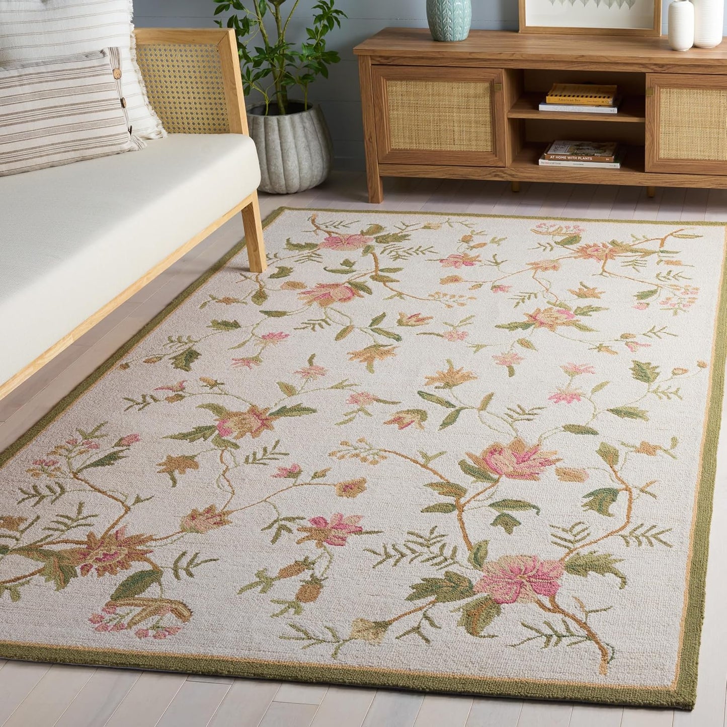 Alfombra sala dormitorio 5x8ft lana enganchada a mano