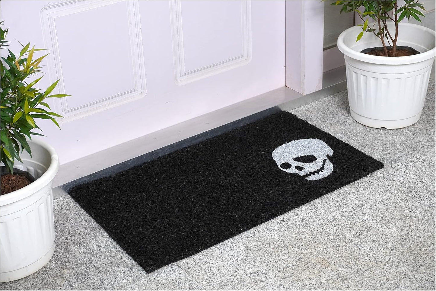 Felpudo calavera aterradora 24x36pulg negro/blanco
