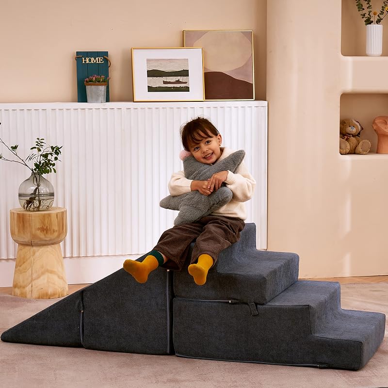 Set bloques escalada espuma suave para niños 1-3 años gris