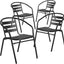 Set 4 sillas apilables aluminio para exterior negro